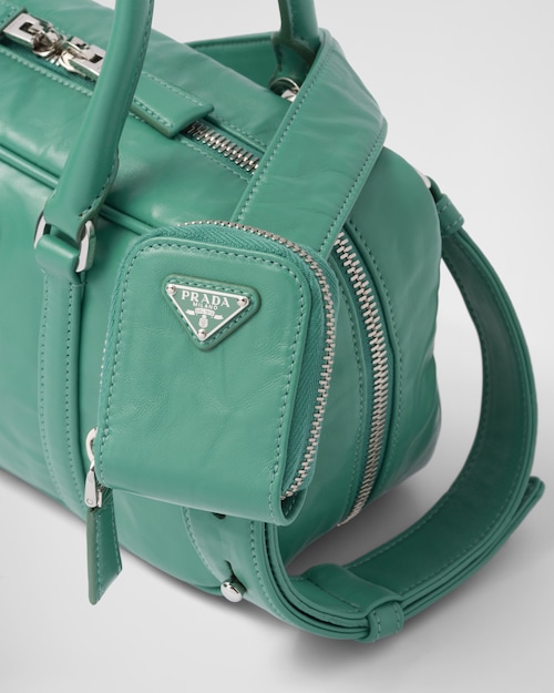 Prada Small antique nappa leather top handle bag - Sage Green