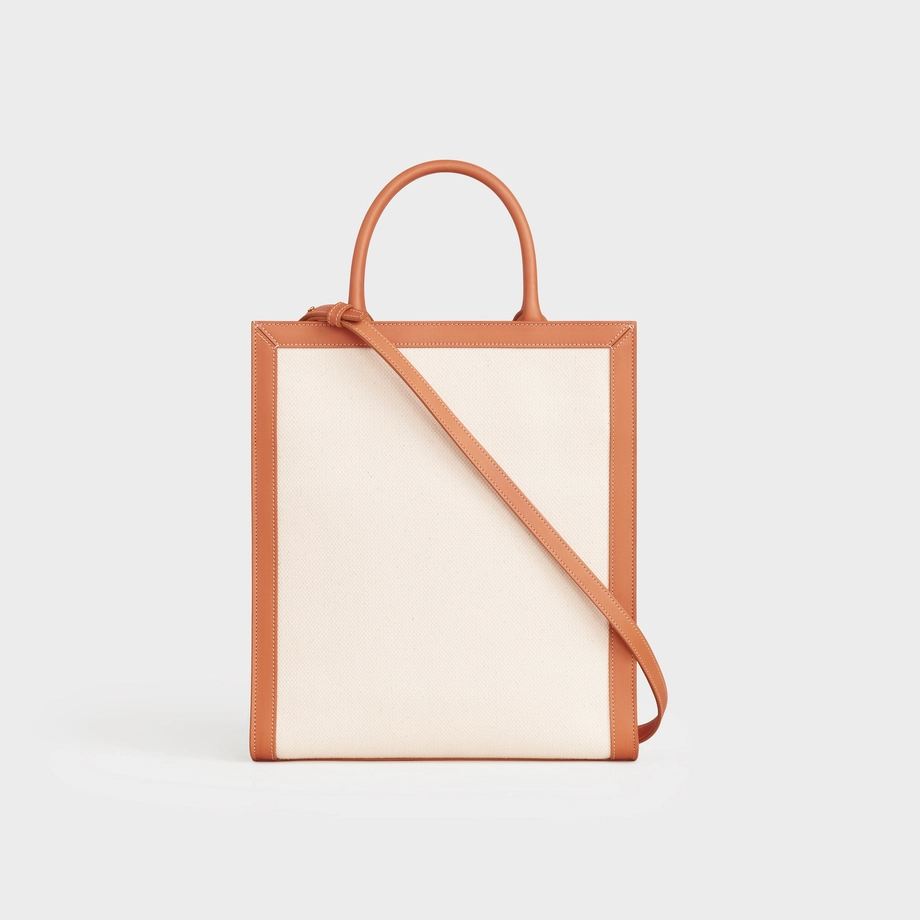 CELINE SMALL VERTICAL CABAS CELINE IN CANVAS WITH CELINE PRINT AND CALFSKIN