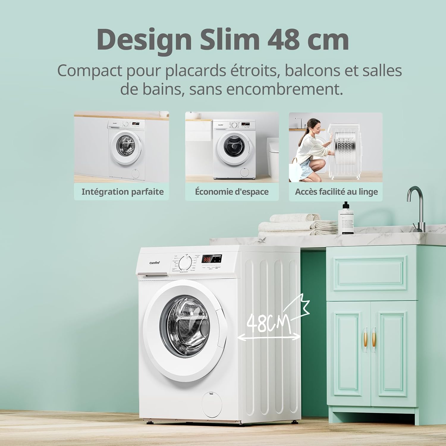 Lave linge frontal CFE12EW80/W-FR 8kg classe A moteur 1400 tr/min 15 programmes blanc
