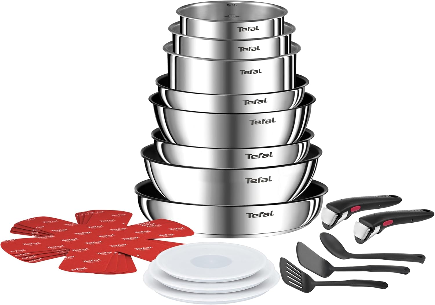 Batterie cuisine Ingenio 20 pièces poêles casseroles poignées amovibles induction antiadhésif empilable lavable