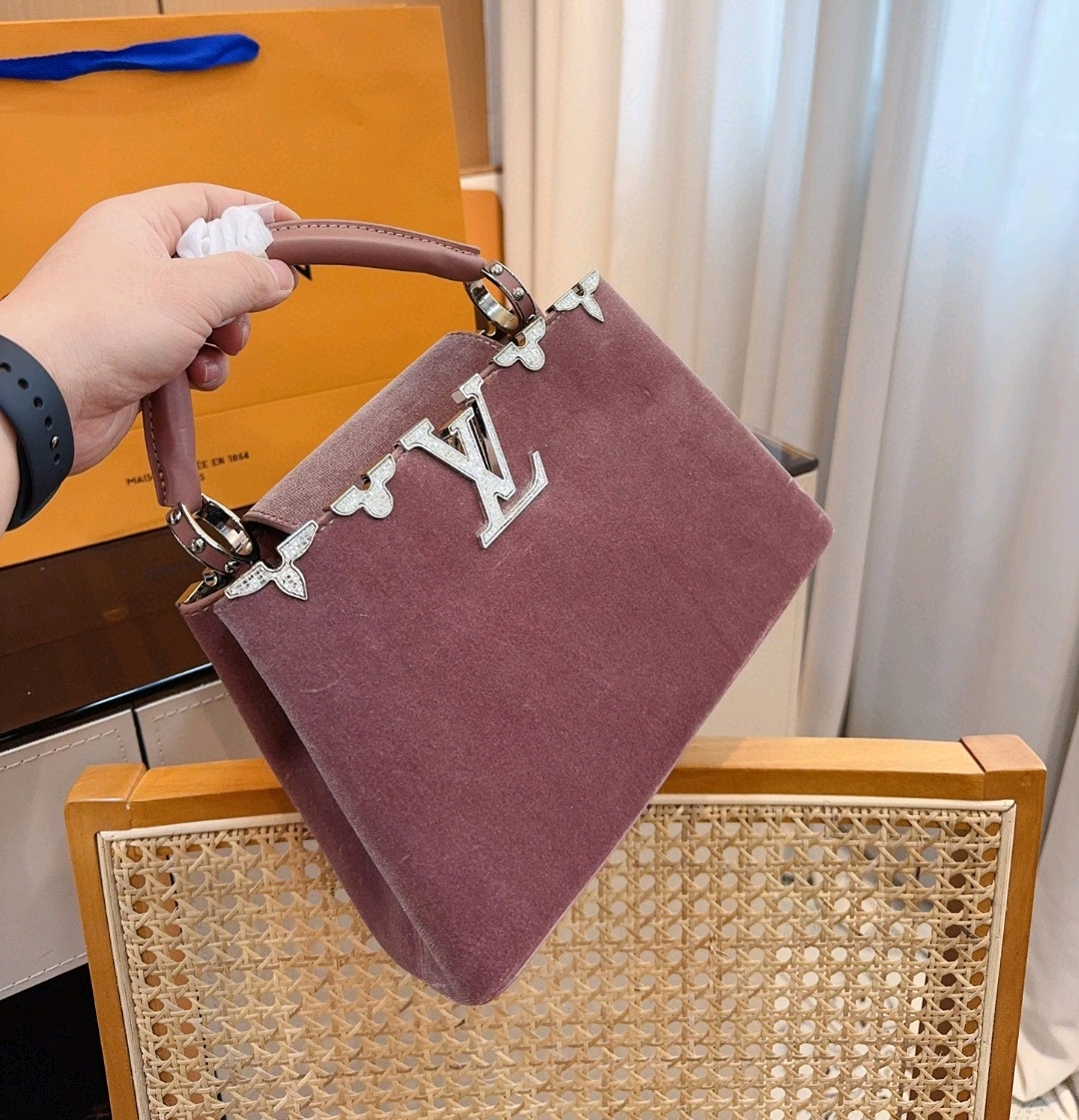 Louis vuittion capucines evening bag  blue velvet ~