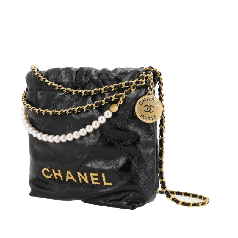 Chanel 22 Drawstring pearl chain crossbody bag