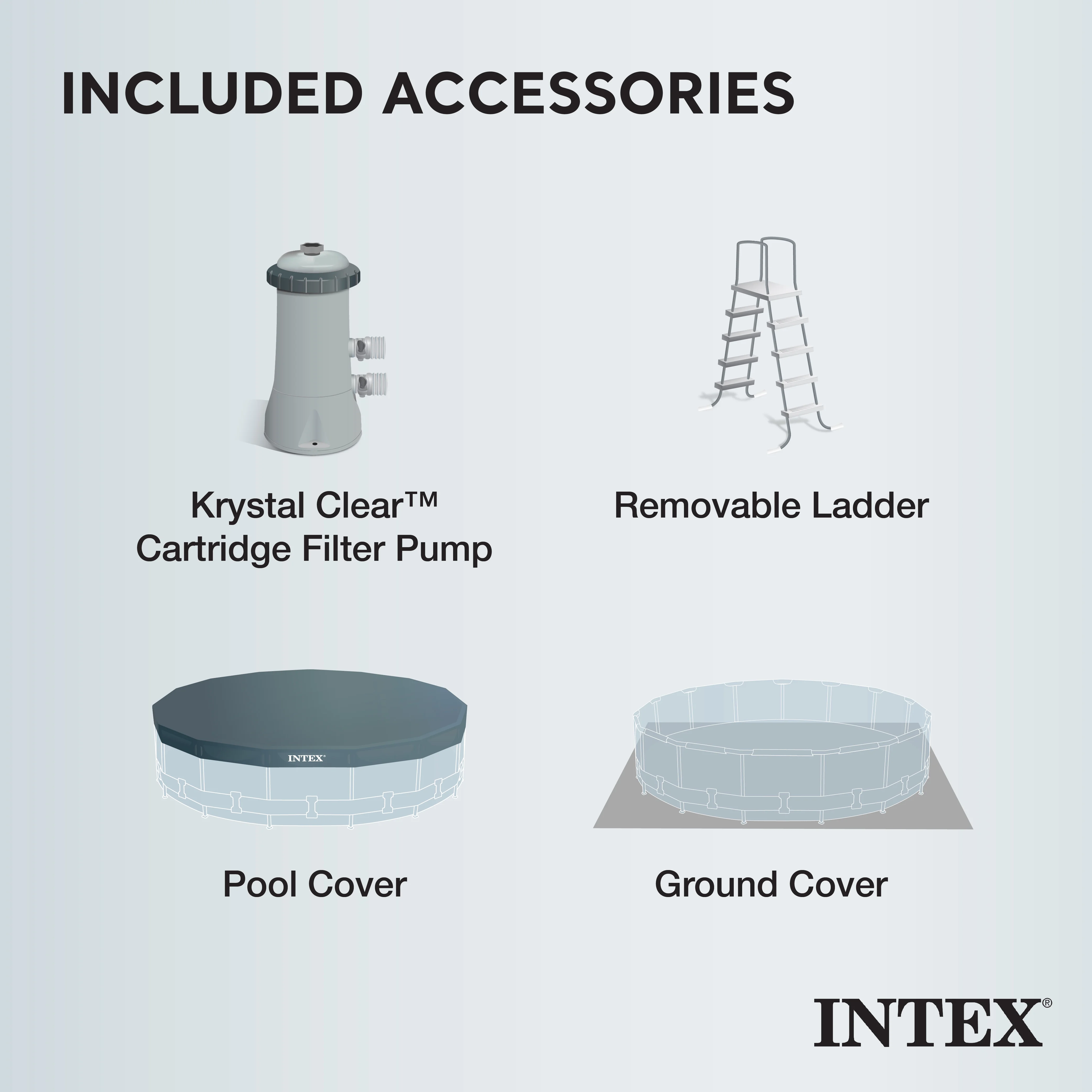 Open Box Intex 15 Foot x 42 in Prism Frame Above Ground Swimming Pool Set