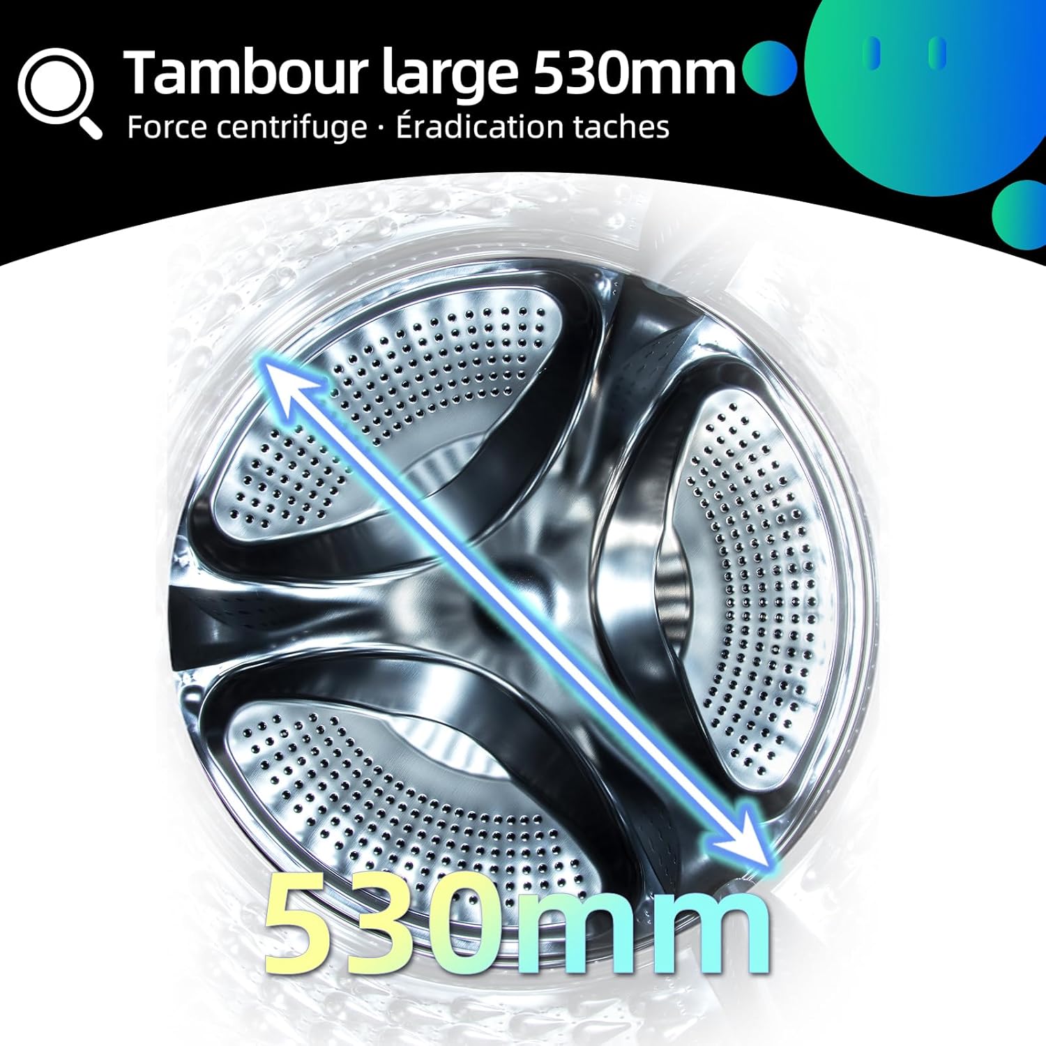 Lave linge hublot 7 kg classe A moteur 1200 rpm lavage vapeur rapide 15 programmes gris