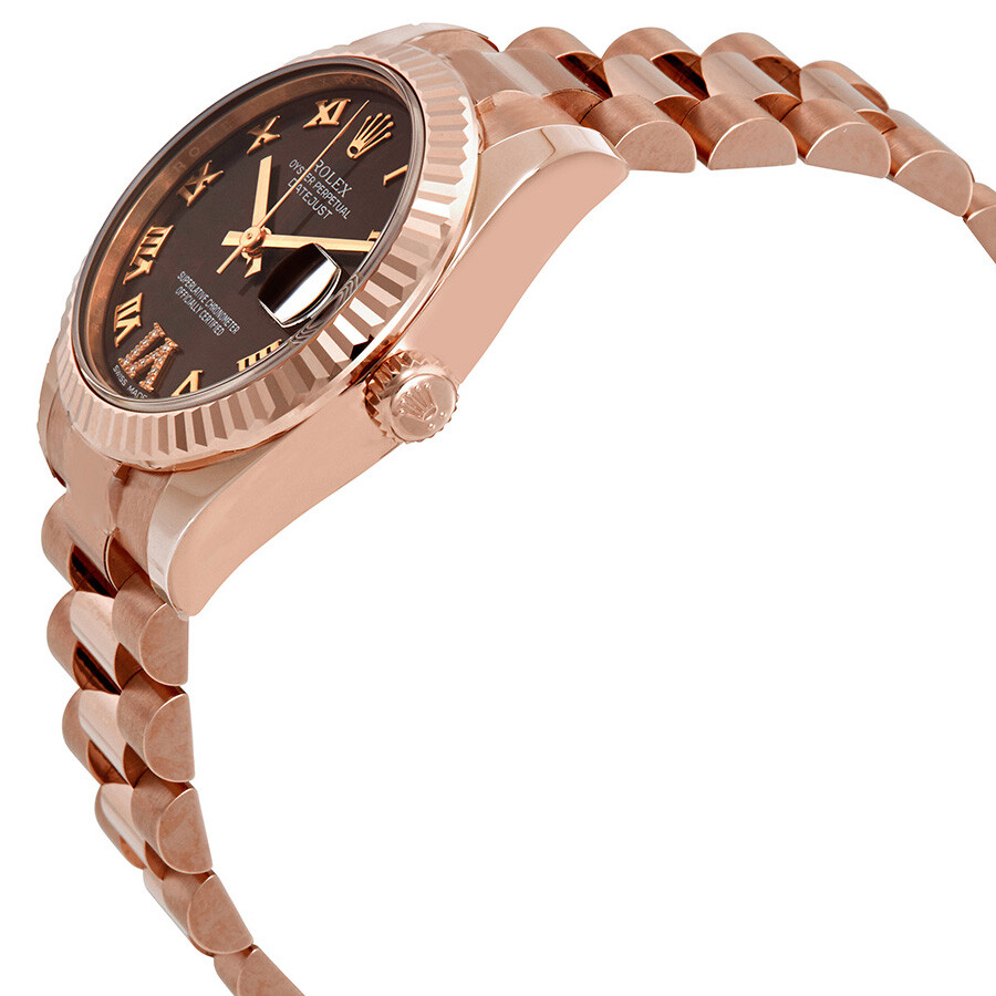 Rolex Datejust Chocolate Dial Automatic Ladies 18kt Everose Gold President Watch 178275CHRDP（Lifetime free warranty+90-days replacement service & Refund!.）
