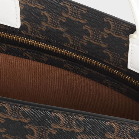 CELINE SMALL VERTICAL CABAS IN TRIOMPHE CANVAS WITH CELINE PRINT WHITE