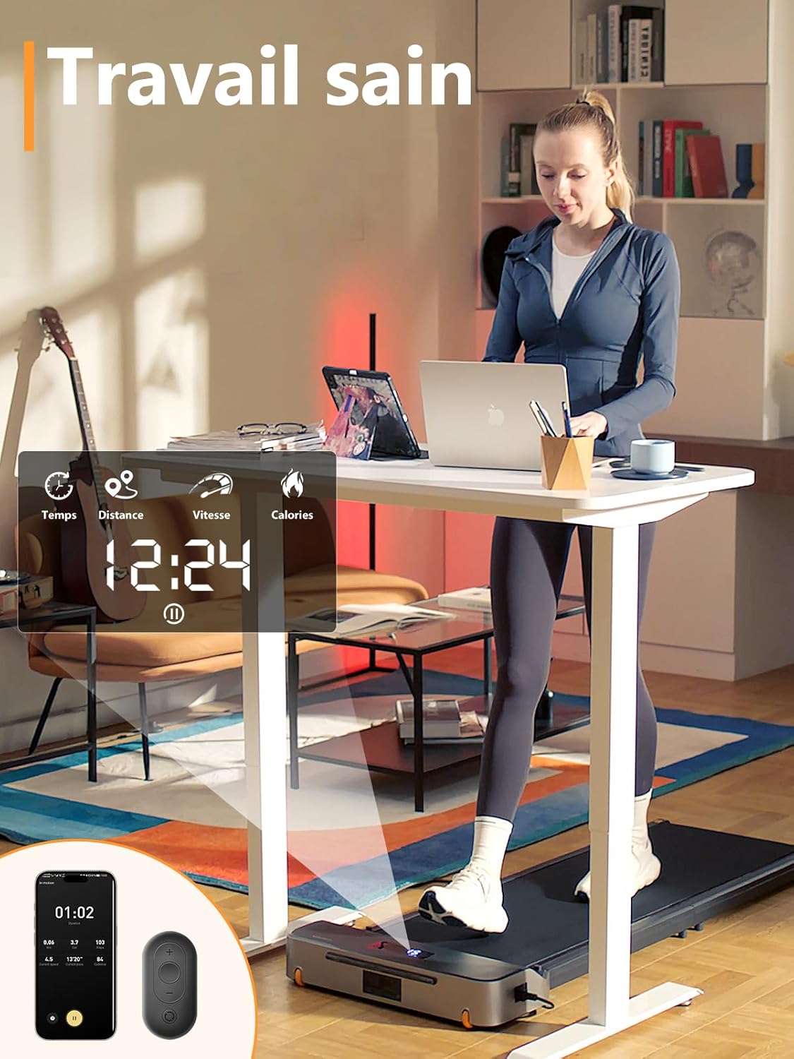 Tapis de marche pliable WalkingPad 6 km/h silencieux télécommande maison bureau