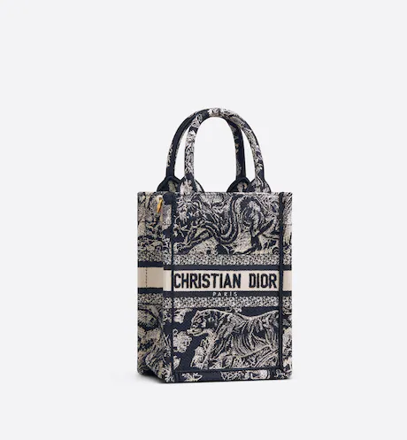 MINI DIOR BOOK TOTE PHONE BAG Blue Toile de Jouy Reverse Embroidery (13 x 18 x 5 cm)