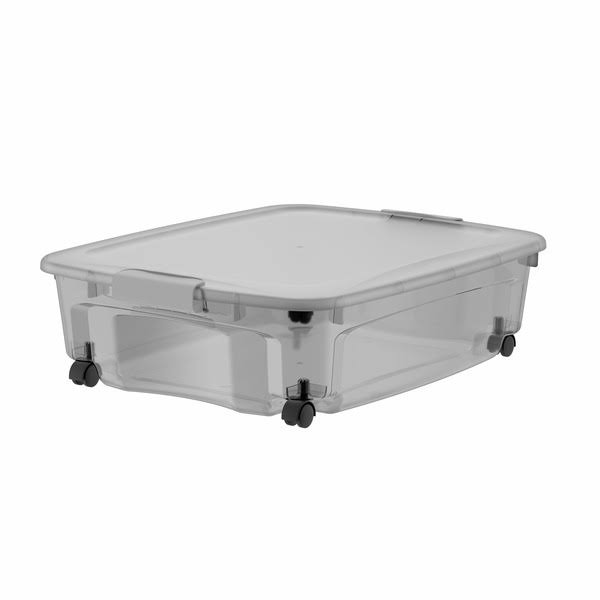 36.5qt Underbed Locking Lid with 360 Degree Swivel Wheels - Gray
