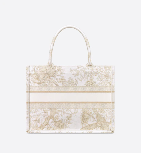 MEDIUM DIOR BOOK TOTE Dior Jardin d-Hiver Embroidery with Gold-Tone Metallic Thread (36 x 27.5 x 16.5 cm)