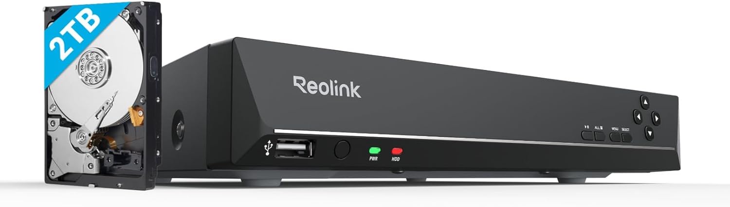 NVR 4K PoE 8 canaux enregistreur vidéo disque dur 2 To compatible caméras 16MP à 4MP RLN8-410