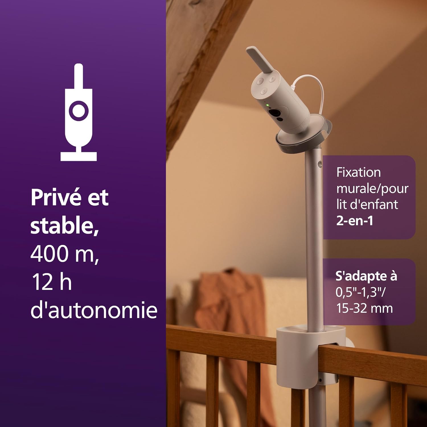 Babyphone vidéo HD suivi sommeil respiration affichage jour nuit