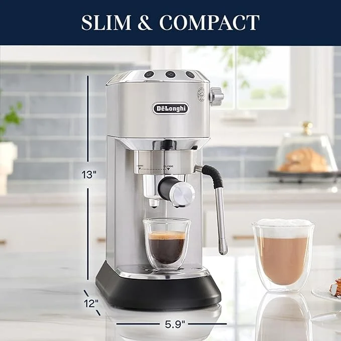 De'Longhi Dedica Arte 15 - Bar, 2 - Cup Metal Espresso Machine