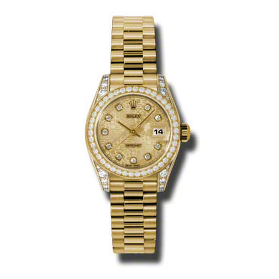 Rolex Lady-Datejust 26 Champagne Dial 18K Yellow Gold President Automatic Ladies Watch 179158CJDP（Lifetime free warranty+90-days replacement service & Refund!.）