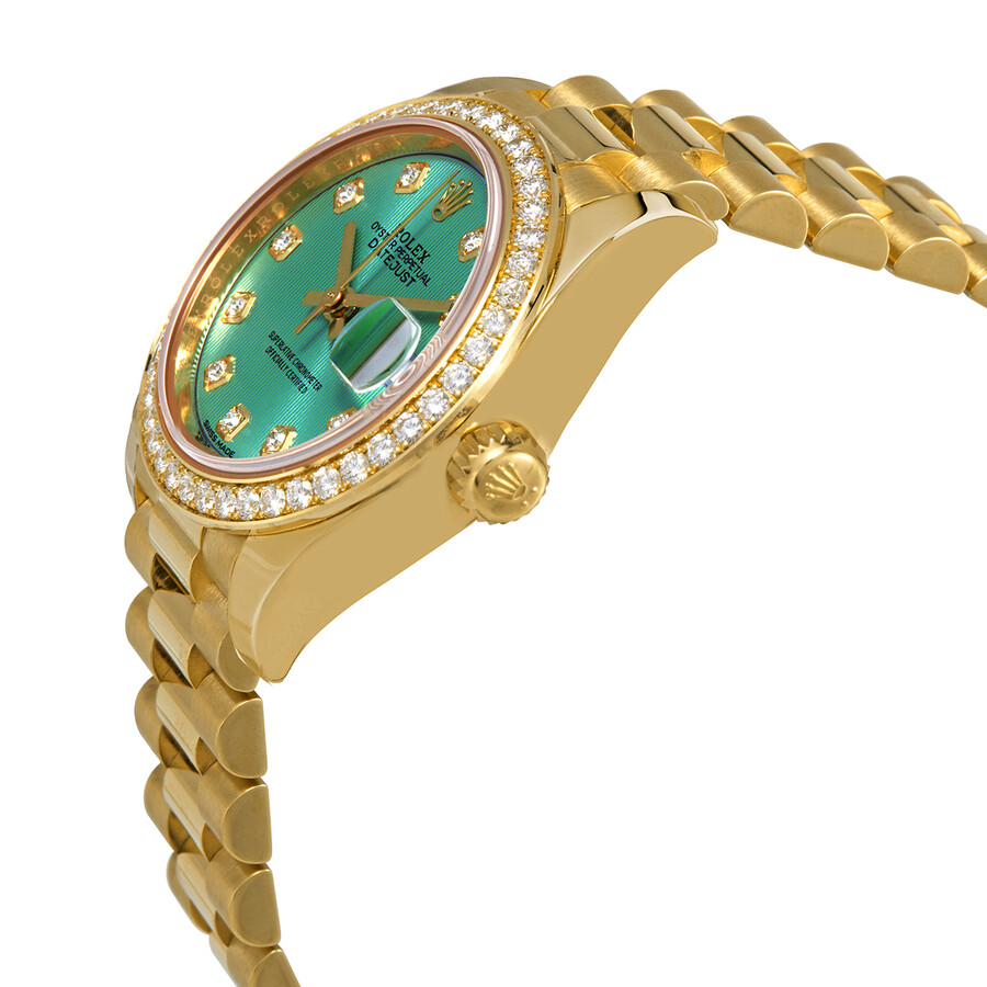 Rolex Lady-Datejust Mint Green Dial 18 Carat Yellow Gold President Watch 279138GNDP（Lifetime free warranty+90-days replacement service & Refund!.）