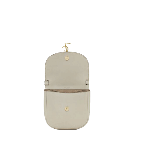 Saint Laurent Kaia Small YSL-Plaque Leather Cross-Body Bag--white