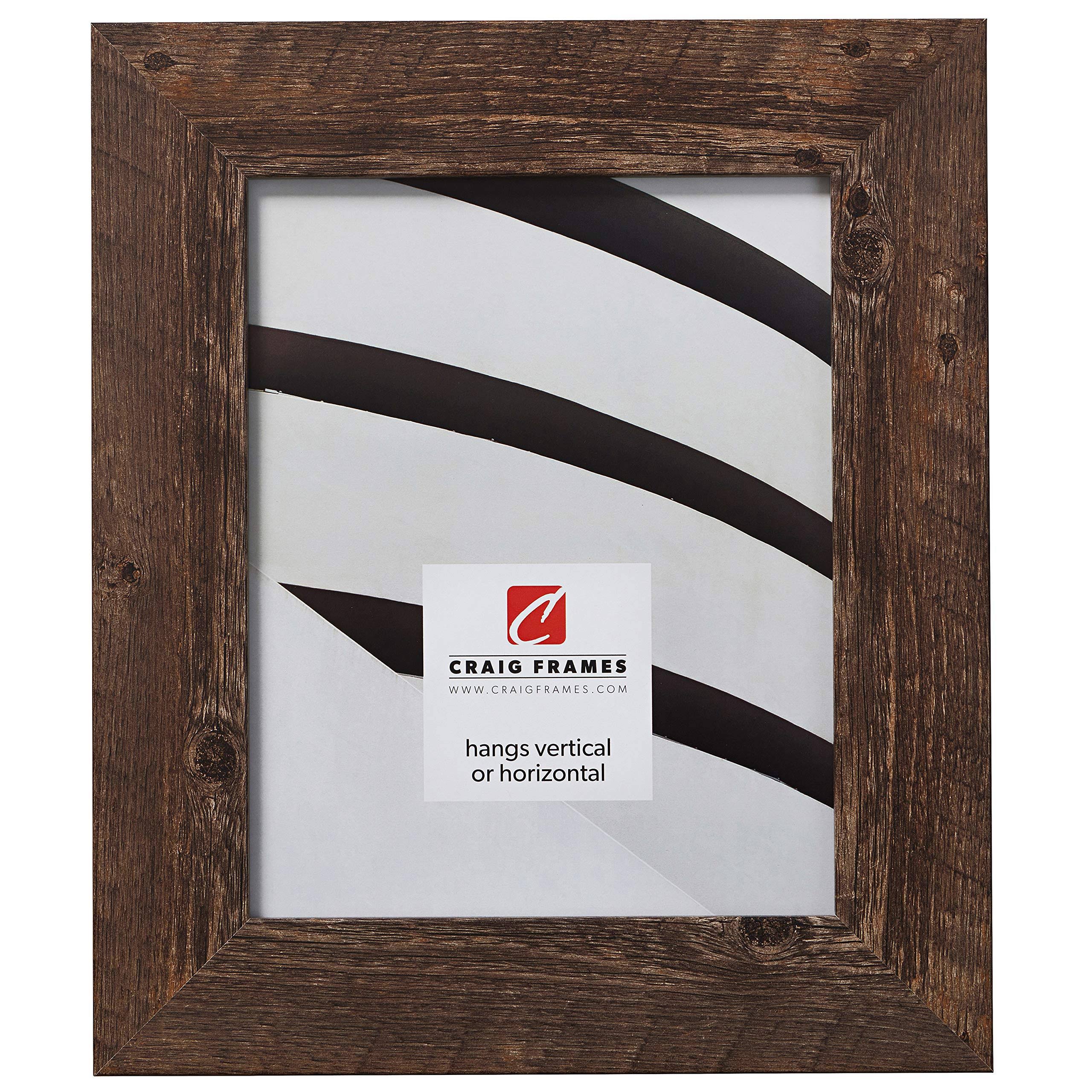 Craig Frames American Barn Faux Barnwood Picture Frame Brown Oak 11 x 14 inch