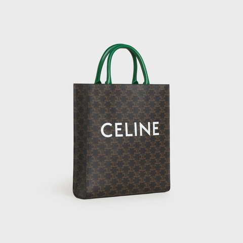 CELINE SMALL VERTICAL CABAS IN TRIOMPHE CANVAS WITH CELINE PRINT WHITE