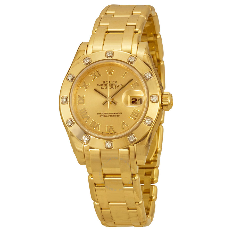 Rolex Lady-Datejust Pearlmaster Champagne Dial 18K Yellow Gold Automatic Ladies Watch 80318CRPM（Lifetime free warranty+90-days replacement service & Refund!.）