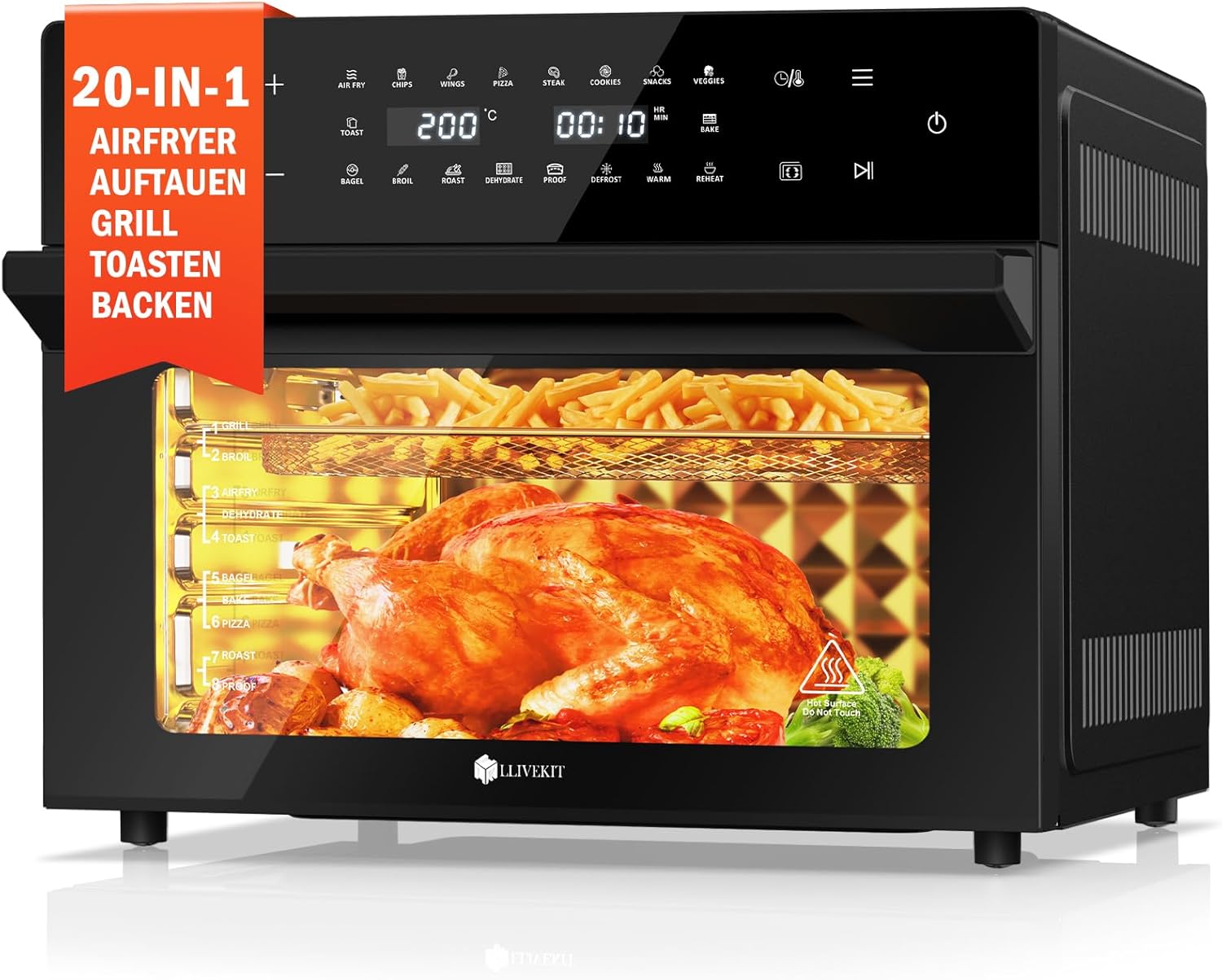 Friteuse sans huile 30 L rôtissoire 20 programmes écran tactile LED
