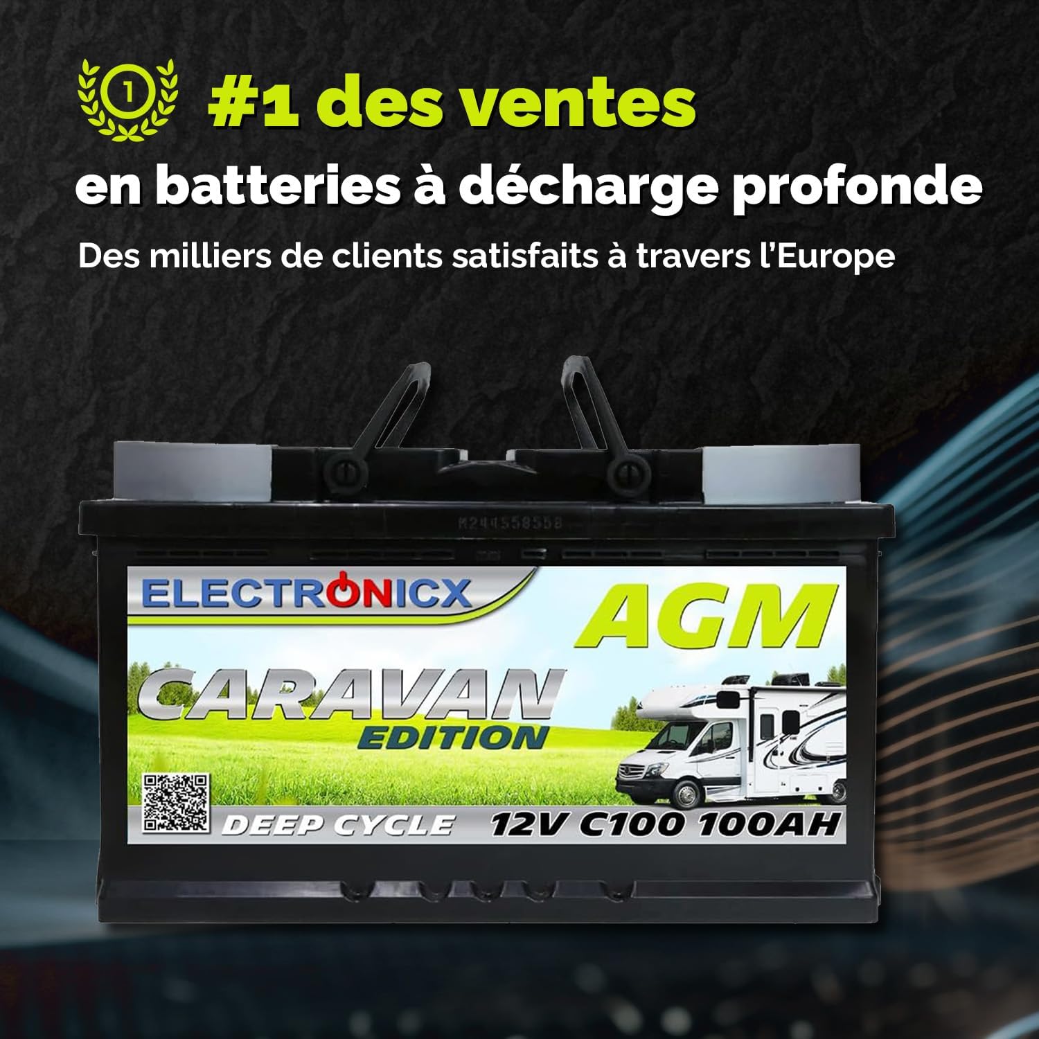 Batterie AGM 12 V 100 Ah décharge profonde étanche caravane solaire