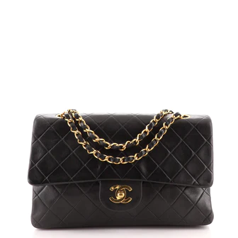 Chanel Vintage Classic Double Flap Bag Quilted Lambskin Medium