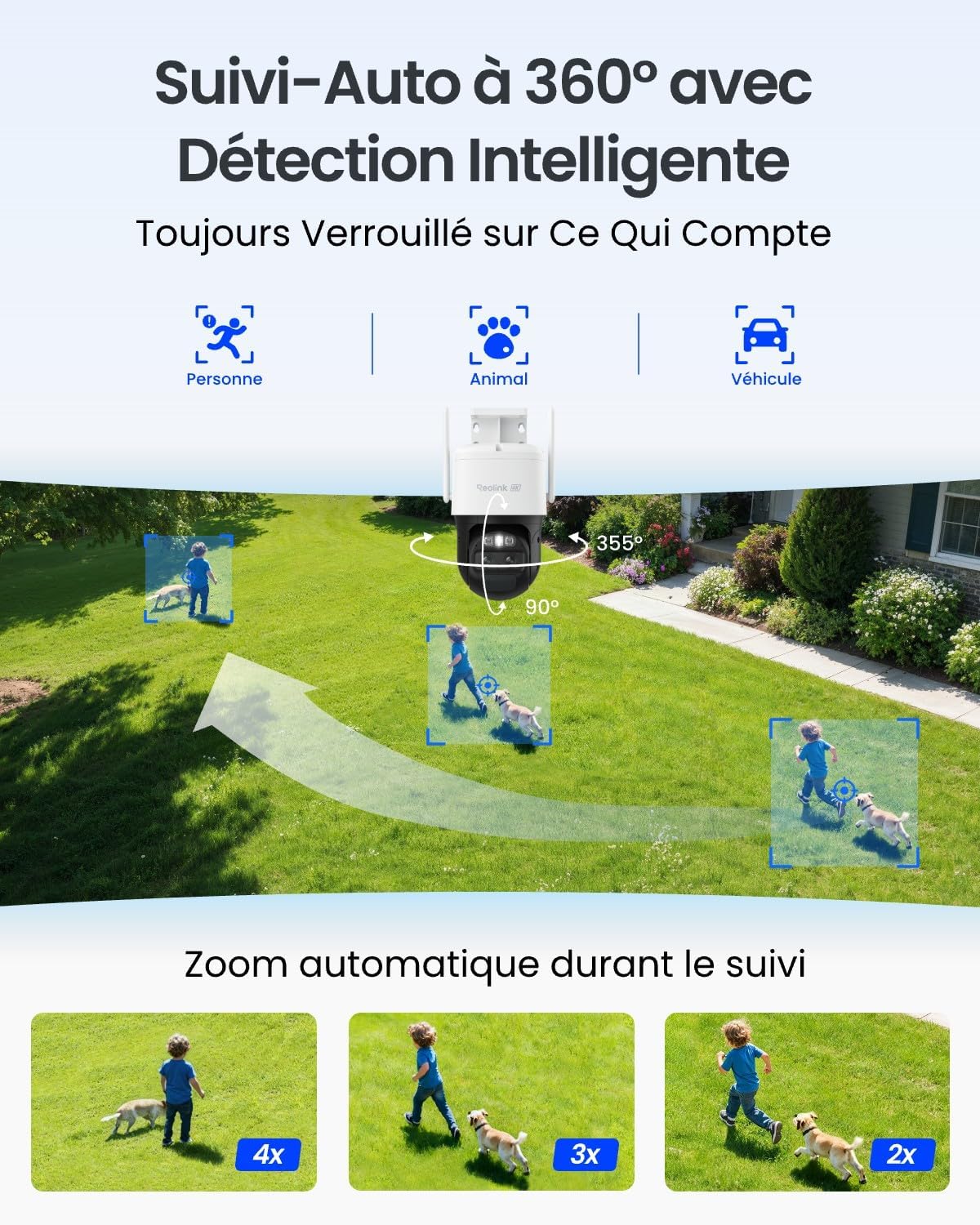 Caméra solaire 4K PTZ WiFi zoom 8X double objectif autonomie 180 jours