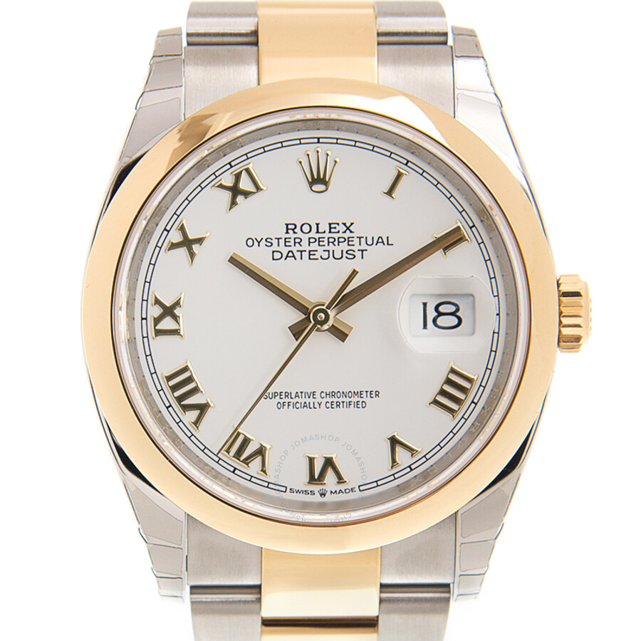 Rolex Datejust 36 White Dial Automatic Men s Steel and 18k Yellow Gold Oyster Watch 126203WRO（Lifetime free warranty+90-days replacement service & Refund!.）