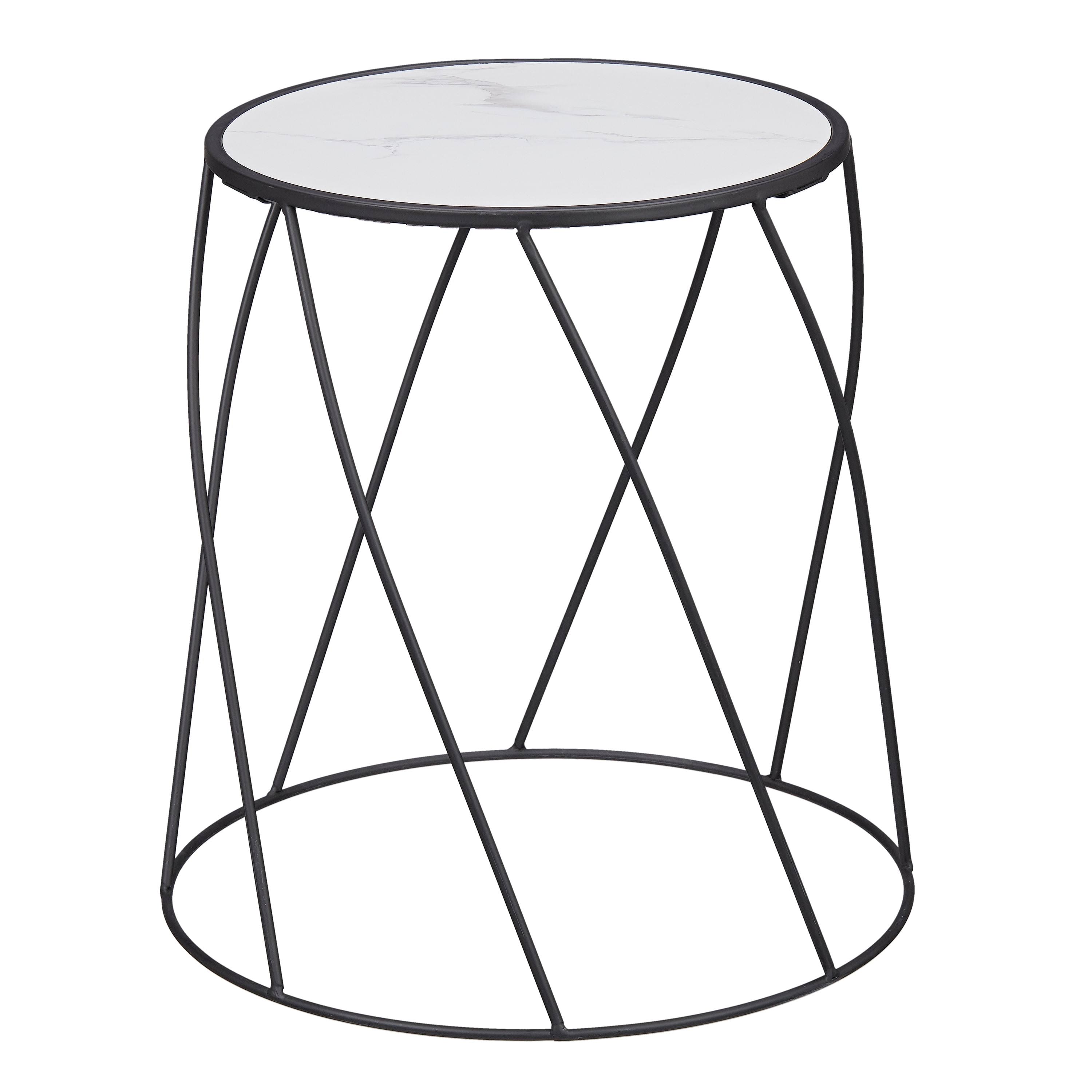 Better Homes & Gardens 15 inch Round Matte Black Faux Marble Top Plant Stand, Size: 14.33