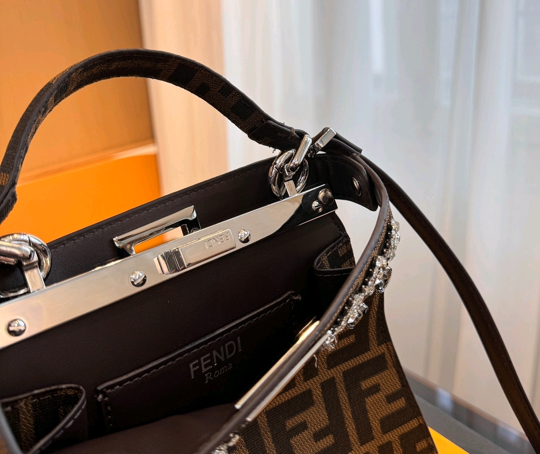 Fendi peekaboo hand bag with diamond /limited