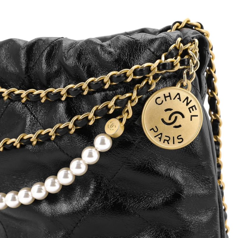 Chanel 22 Drawstring pearl chain crossbody bag