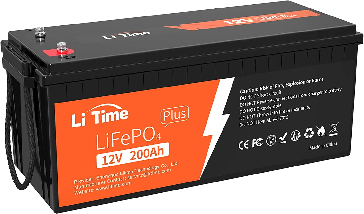 Litime 12V 200ah PLUS Lithium LiFePO4 Battery, Max 2560W Power Output, 10 - Year Lifetime, 200A BMS LiFePO4 Battery for RV, Solar, Off - Grid, Marine