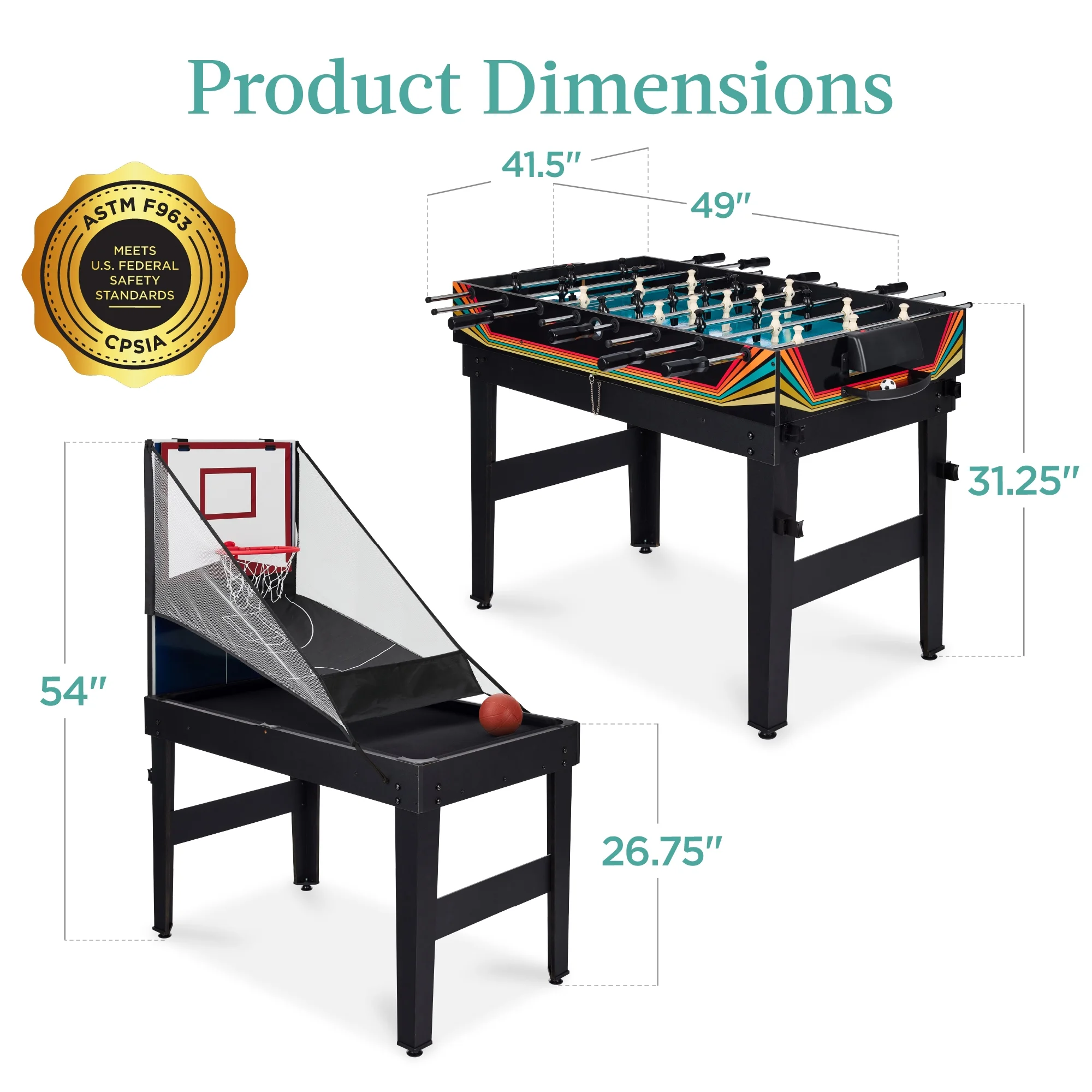 Best Choice Products 13 - in - 1 Combo Game Table Set W/ Ping Pong, Foosball, Basketball, Hockey, Archery - Natural