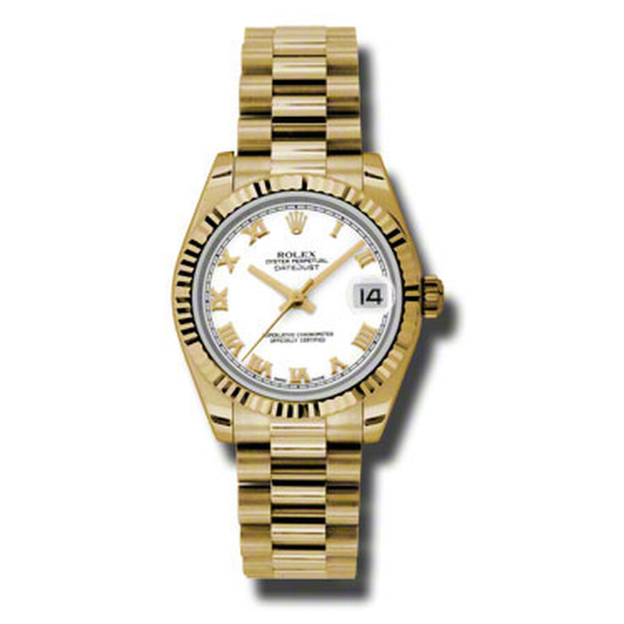 Rolex Lady-Datejust 31 White Dial 18K Yellow Gold President Automatic Ladies Watch 178278WRP（Lifetime free warranty+90-days replacement service & Refund!.）