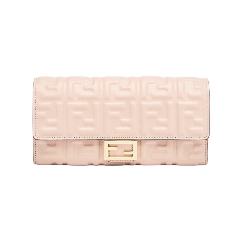 Fendi baguette3d texture leather wallet