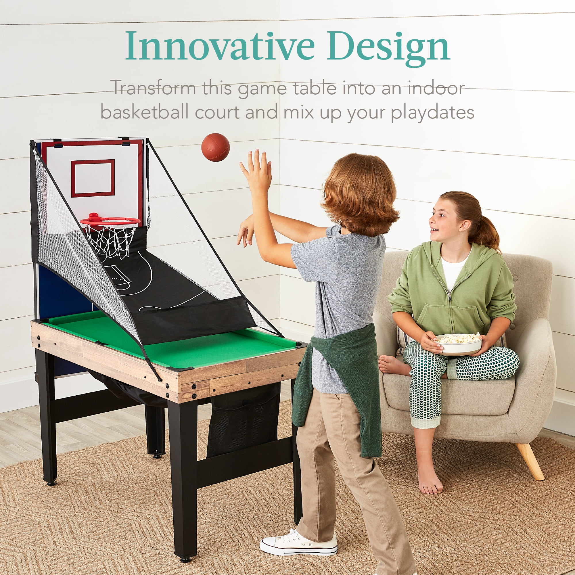 Best Choice Products 13 - in - 1 Combo Game Table Set W/ Ping Pong, Foosball, Basketball, Hockey, Archery - Natural