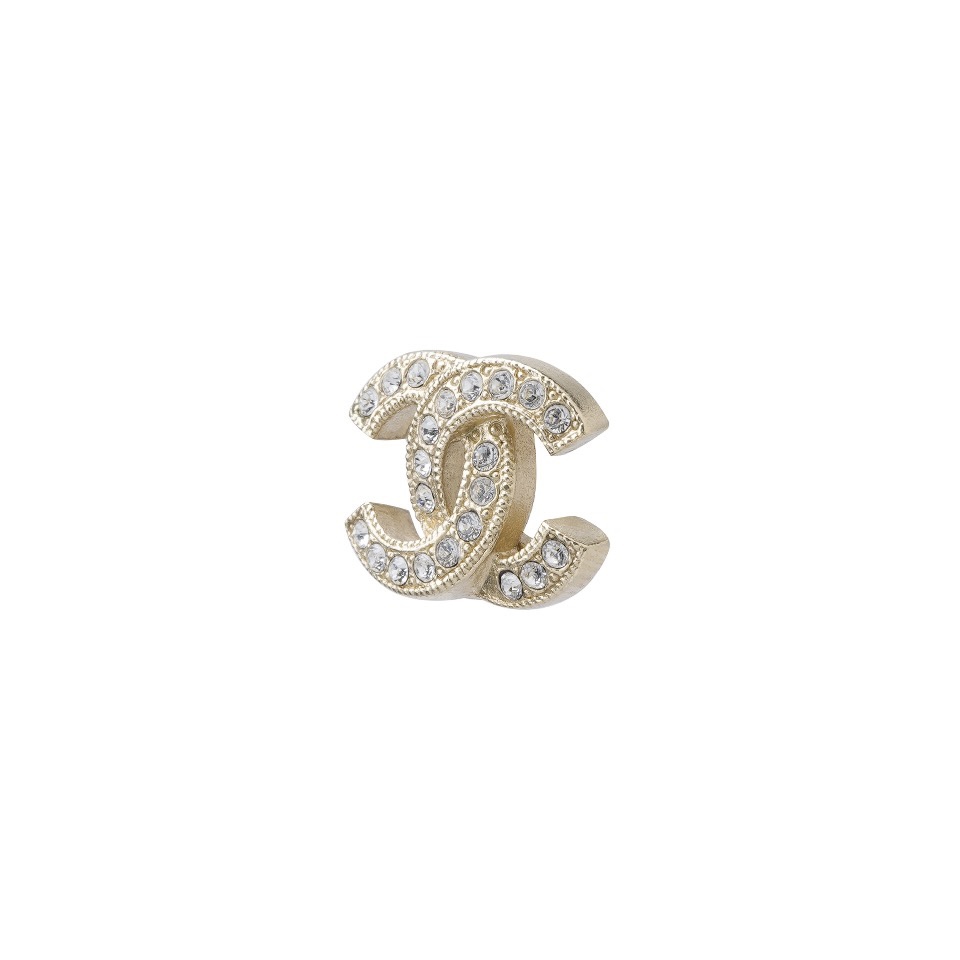 Chanel logo gold crystal earrings