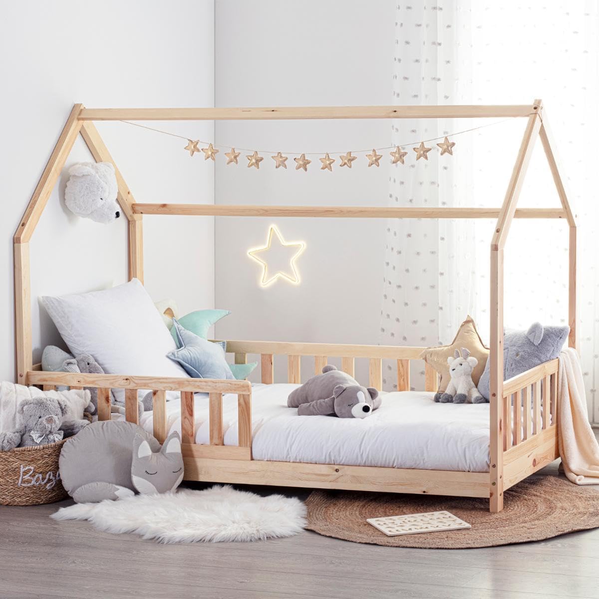 Lit cabane enfant bois 90x190 cm