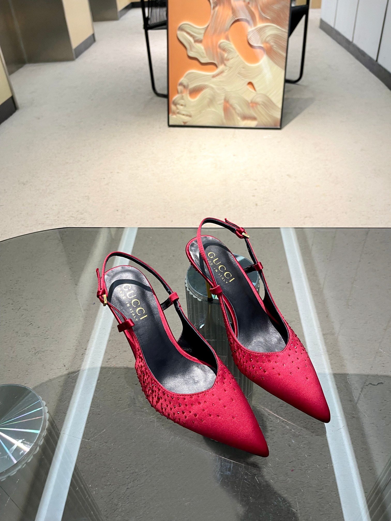 Gucci high heels/silk fabric/top quality
