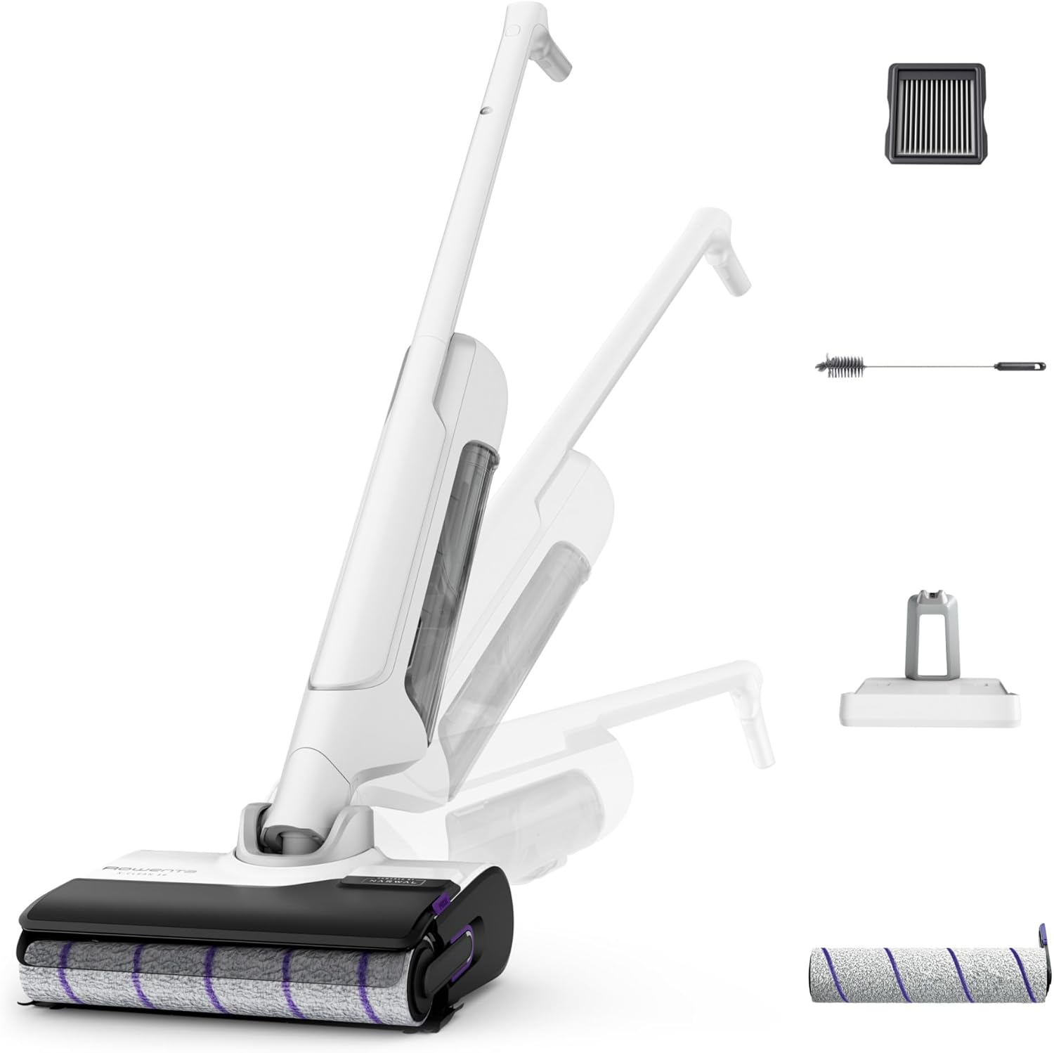 Aspirateur laveur X Clean 10 inclinable 180° auto nettoyage séchage 65°C 60 min tâches tenaces poils animaux blanc