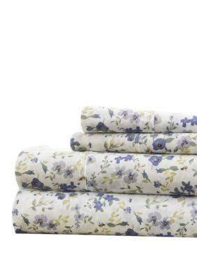 ienjoy Home Premium Ultra Soft Blossoms Pattern 4 Piece Bed Sheet Set, Size: Queen, Light Blue