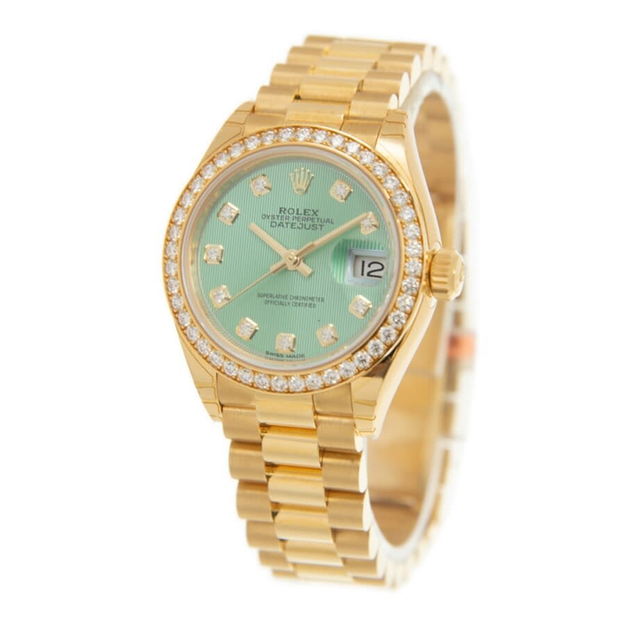 Rolex Lady-Datejust Mint Green Dial 18 Carat Yellow Gold President Watch 279138GNDP（Lifetime free warranty+90-days replacement service & Refund!.）