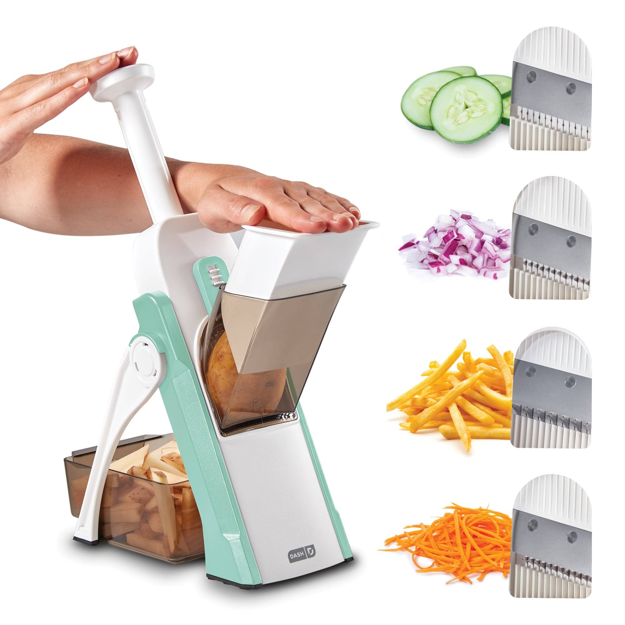 Dash Safe Slice Mandoline for Vegetables Meal Prep More with Thickness Adjuster Aqua