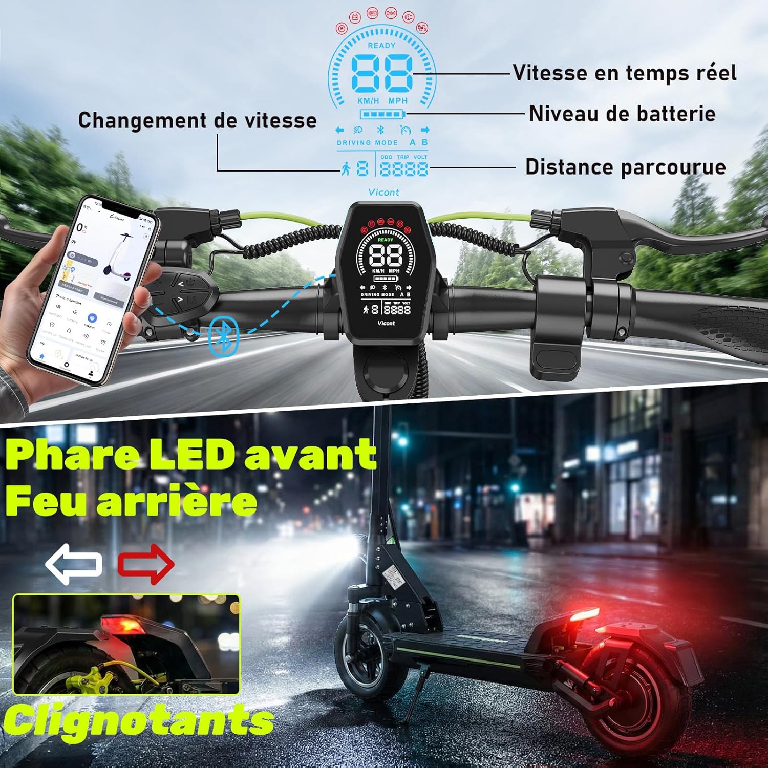 Trottinette électrique adulte tout terrain 800 2000 W batterie 48 V autonomie 50 90 km