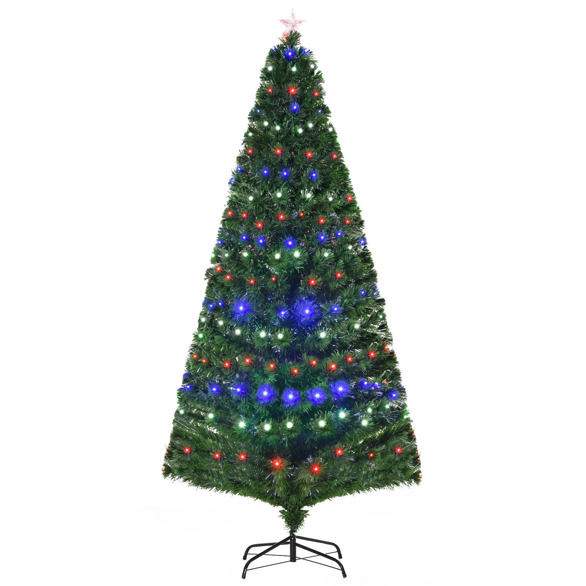 HOMCOM 7 ft Fiber Optic Artificial Fir Christmas Tree, LED Pre-Lit Holiday Decoration with 280 Lights and Branch Tips