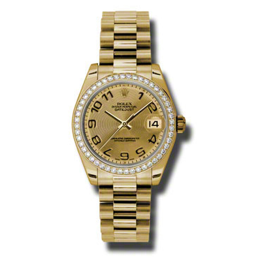 Rolex Lady-Datejust 31 Champagne Concentric Circle Dial 18K Yellow Gold President Automatic Ladies Watch 178288CCAP（Lifetime free warranty+90-days replacement service & Refund!.）