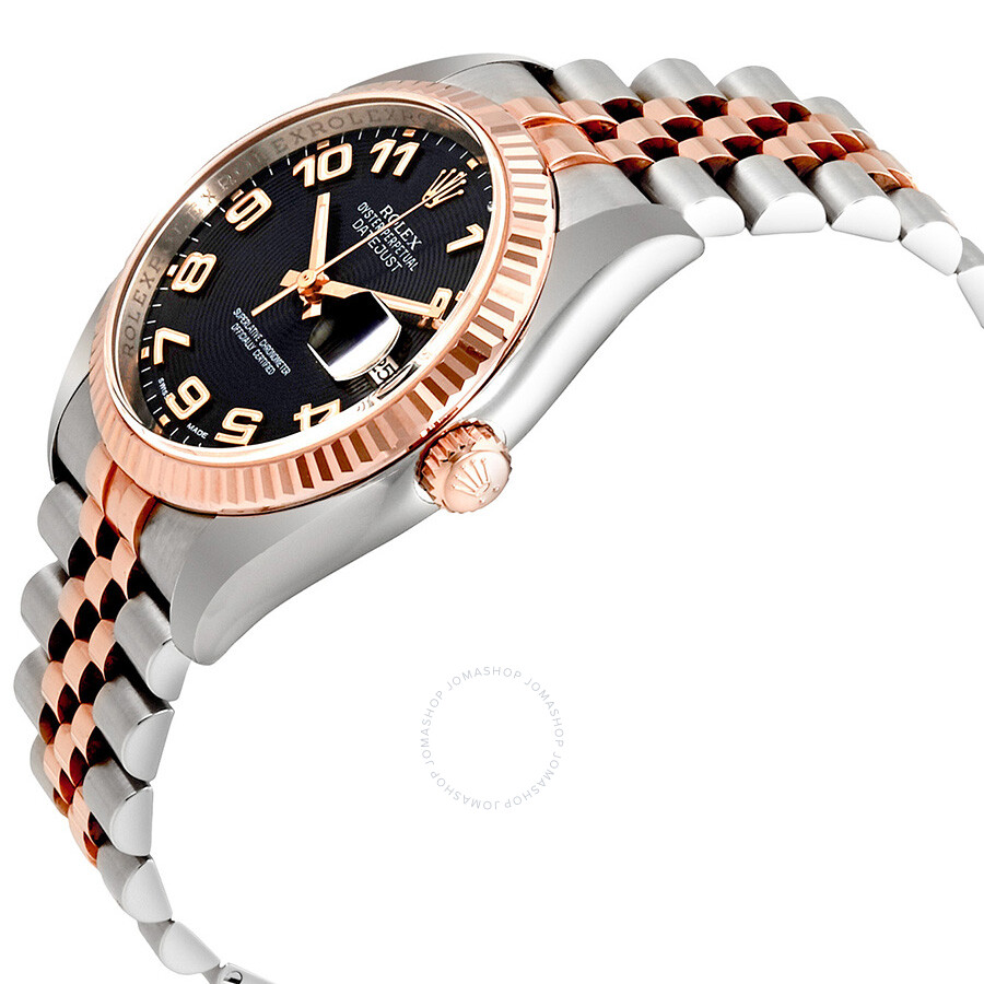 Rolex Oyster Perpetual Datejust 36 Black Concentric Dial Stainless Steel and 18K Everose Gold Jubilee Bracelet Automatic Men s Watch 116231BKCAJ（Lifetime free warranty+90-days replacement service & Refund!.）