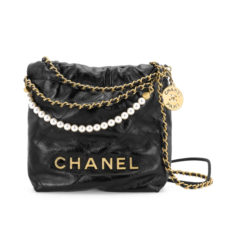 Chanel 22 Drawstring pearl chain crossbody bag