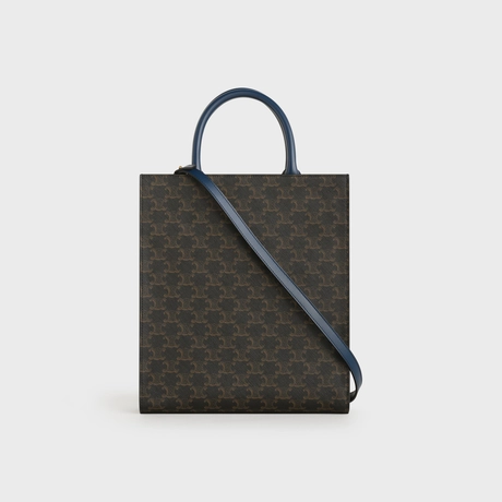 CELINE SMALL VERTICAL CABAS IN TRIOMPHE CANVAS WITH CELINE PRINT WHITE