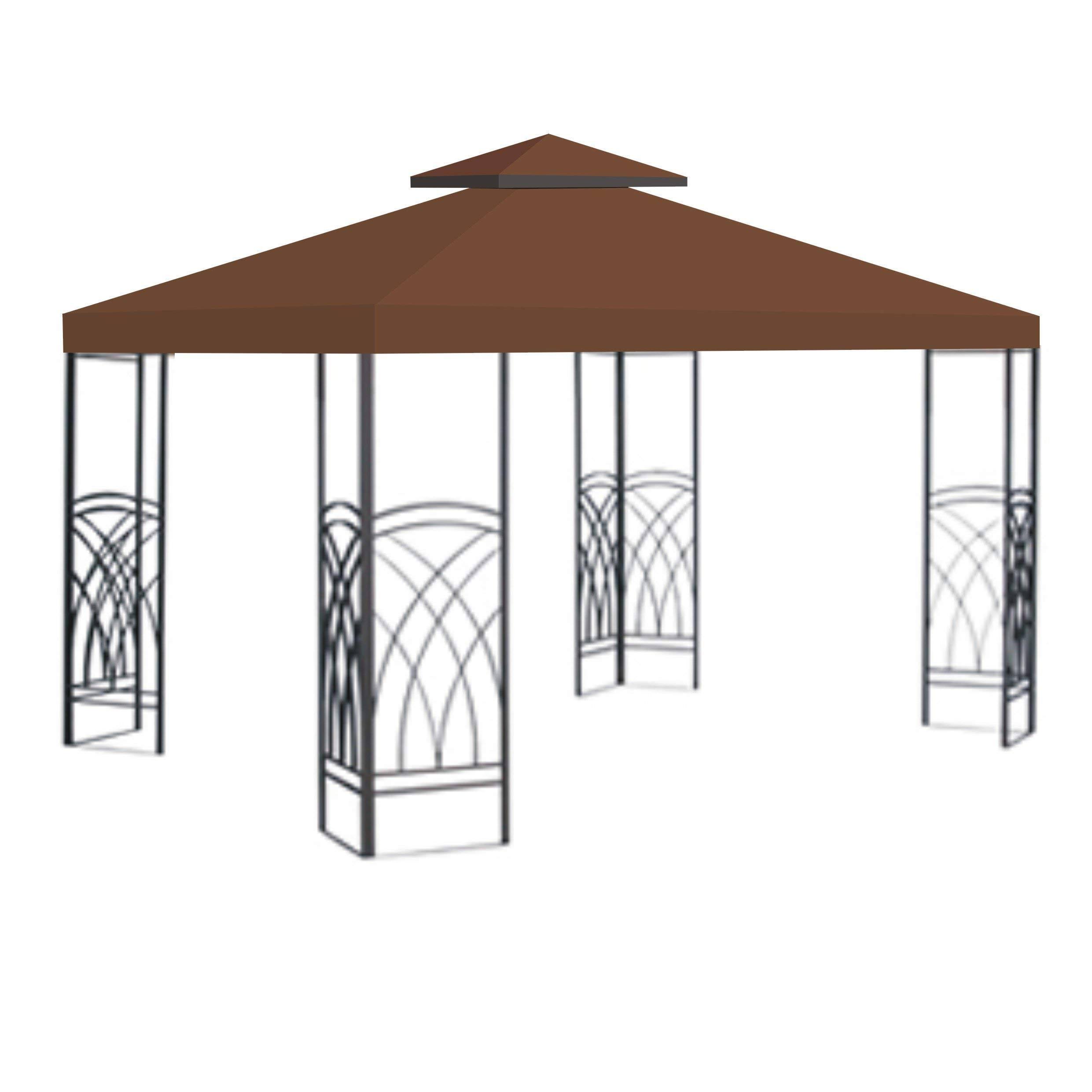 BenefitUSA Brown Double Tier Replacement 10'X10'Gazebo Canopy Top Patio Pavilion Cover Sunshade Plyester